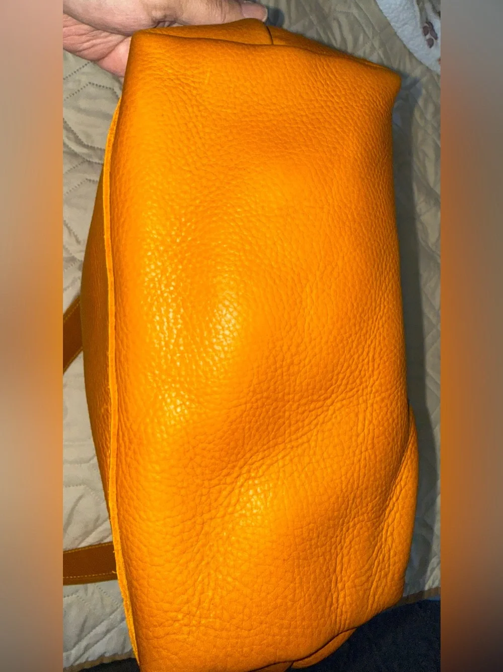 KMM & Co marigold cypress leather travel tote full grain crossbody & shoulder